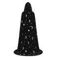 thumbnail image 4 of Women Velvet Long Hooded Cloak, Halloween Star Moon Print Front Tie Cape, Ladies Gothic Performance Cape XS-3XL, 4 of 5