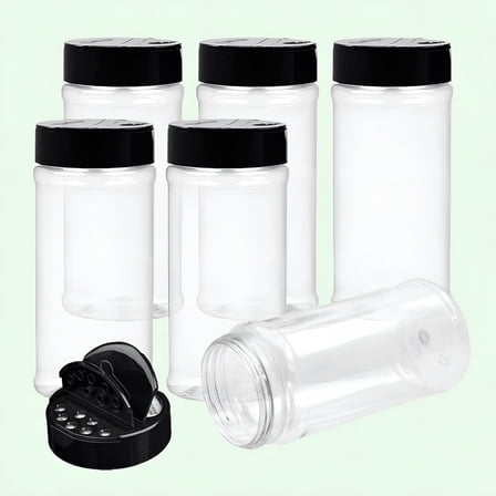 ACDANC 16oz Plastic Spice Jars with Shaker Lids,Pack of 6