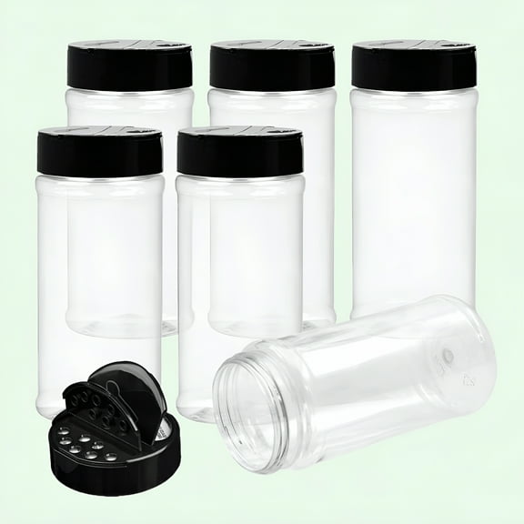 ACDANC 16oz Plastic Spice Jars with Shaker Lids,Pack of 6