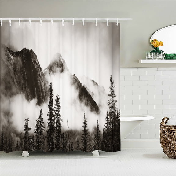 Nature Mist Forest landscape Shower Curtain 3D Printing Waterproof Fabric Bathroom Curtains Bath Screen with 12