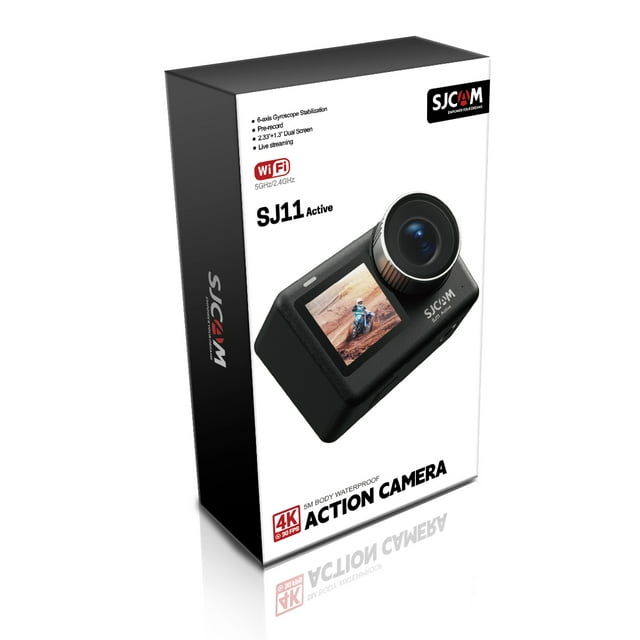 SJCAM SJ11 Caméra d'Action Active 4K 30 Ips Étanche 5 m, Stabilisation Gyroscopique 6 Axes, Écran Tactile 2,33′′, Wi-Fi Double 2,4 G et 5 GHz, Prend en Charge la Diffusion en Direct
