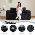 thumbnail image 5 of VEPXXP 63" Corduroy Boneless Cloud Loveseat Sofa, Memory Foam 2-Seater Couch in a Box, Rolled Arms Pillow Back No Assembly Small Sofa for Living Room, Bedroom, Apartment, Black, 5 of 9