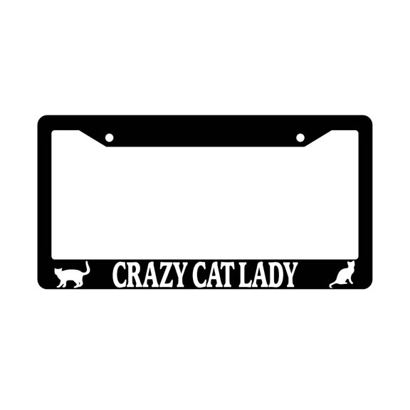 Crazy Cat Lady Black Plastic License Plate Frame