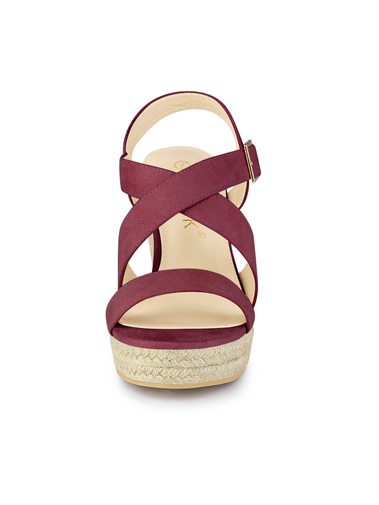 DARING DIVA Women's Stylish Espadrilles Platform Slingback Wedges Sandals Burgundy 9