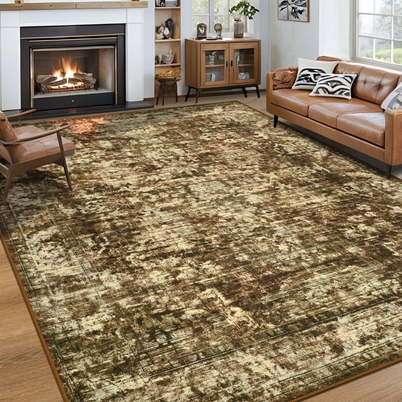 Ultrug Vintage Rugs Modern Area Rug Washable Indoor Carpet for Bedroom Living Room Home Decor,5'x8',Brown