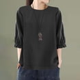 thumbnail image 2 of Yubnlvae Haut Noir pour Femme, Coupe Ample, Col Rond, Grande Taille, Manches Cinq Points, TTTG, 2 of 4