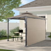 CoSoTower Patio 9.8ft.L x 9.8ft.W Gazebo with Extended Side Shed/Awning and LED Light for Backyard,Poolside, Deck, Brown