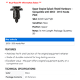 thumbnail image 2 of Upper Engine Splash Shield Hardware - Compatible with 2003 - 2015 Honda Pilot 2004 2005 2006 2007 2008 2009 2010 2011 2012 2013 2014, 2 of 2