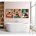 thumbnail image 2 of Pink Bathroom Cat Wall Art Black Cat Sitting on Toilet Reading Canvas Posters Funny Cat Bathroom Prints Pink Animal Pictures Green Botanical Painting Wall Decor for Bathroom (Framed canvas), 2 of 6