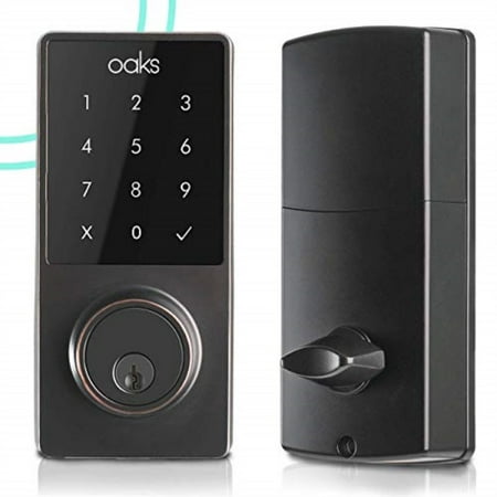 oaks smart lock, electronic front door deadbolt, bluetooth, code and fob entry, keyless access, smart phone app unlock, great for airbnb & vacation rentals, easy to install (Best Car Rental App Iphone)