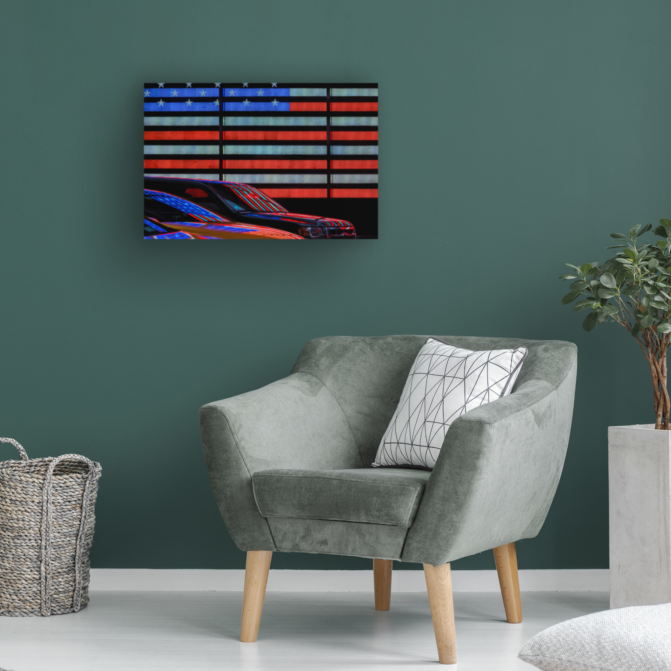 Canvas Wall Art - Linda Wride 'Stars And Stripes Reflected' Wall Art for Living Room, Bedroom, or Office Décor by Trademark Fine Art - 24 x 16 Inches