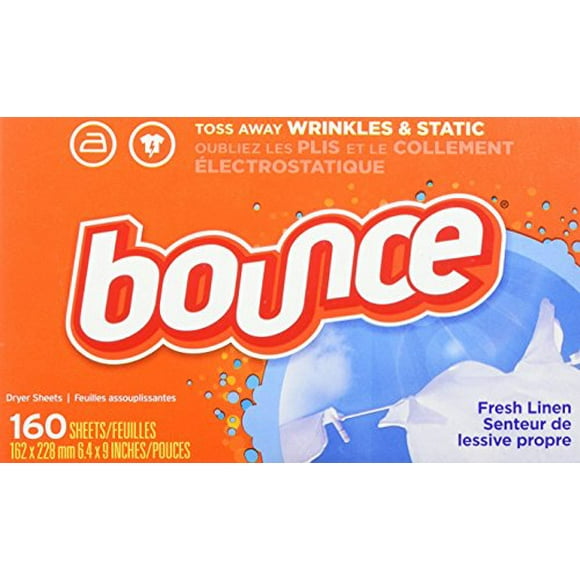 Bounce Fabric Softener Dryer Sheets, Fresh Linen, 160 Count - Packaging May Vary