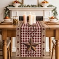 thumbnail image 2 of Table Runner 72 Inches Long for Kitchen Dining, Vintage Texas Star Brown Dresser Scarf Farmhouse, Dining Table Decorations for Wedding/Parties, Red Plaid Berry Farmhouse 18 x 72 In, 2 of 8