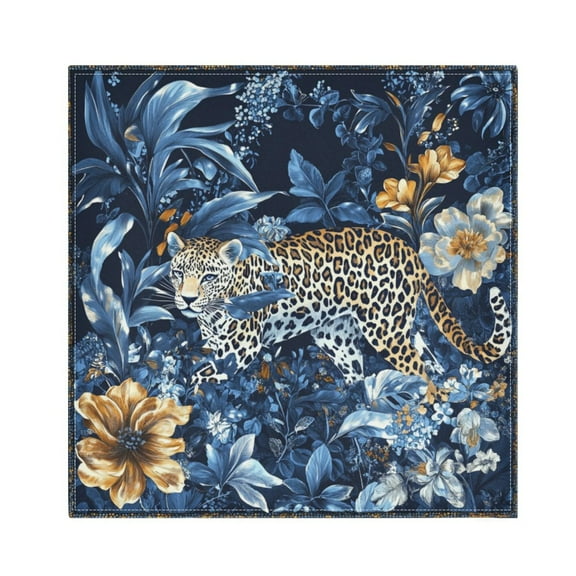 Napkin Satin Napkin 20*20Inchx1 Kitchen Towel Dinner Plate Towel Decorative Towel Napkin Tea Towel Suitable For Kitchen Table Flowers and Leopards