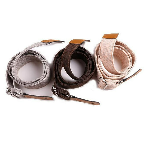 CIMAXIC Cotton Linen Ukulele Strap with Ends for Comfortable Use Beige Metal Buckle Adjustable Length 2.17
