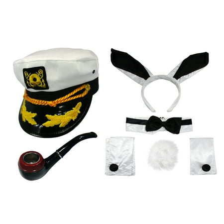 Sailor Ship Yacht Captain Hat Smoking Pipe Cocktail Bunny Costume