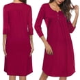 thumbnail image 3 of Prettyia Mujer 3/4 Manga Swing Vestido Botones Túnica Camisa Tops Vestidos Lisos S Yuyangstore  Vestido largo de mujer, 3 of 8