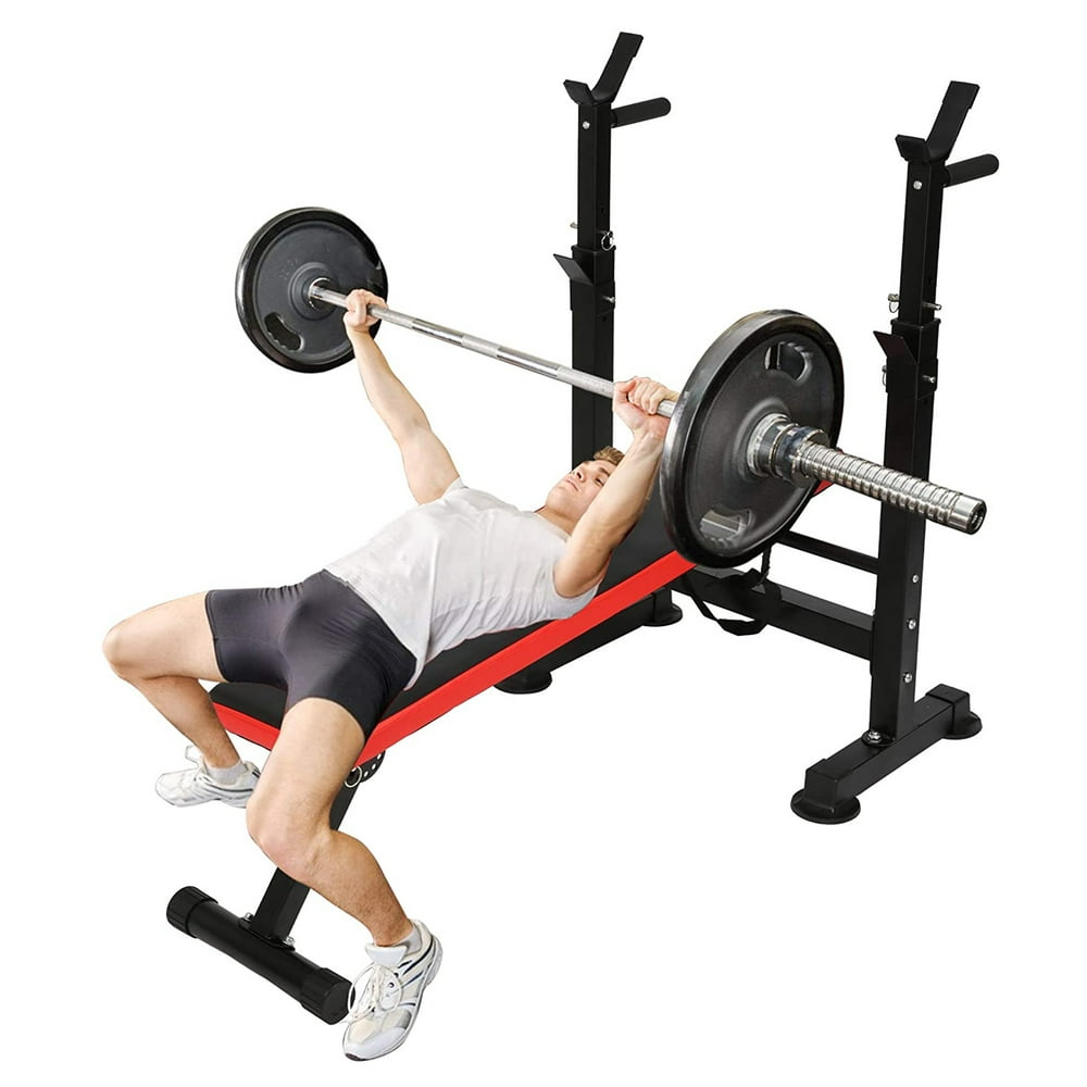KARMAS PRODUCT Adjustable Olympic Weight Bench with Barbell Rack Stand ...