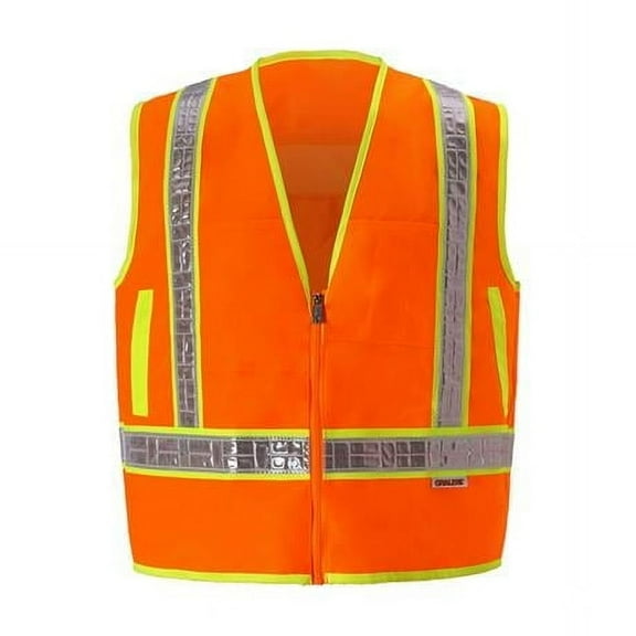 2W International 8038GC-2 M Class 2 Zipper Front Oralite High-Viz Vest, Orange - Medium