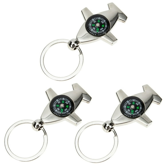UPGRATOR Star and Compass Keychain 3pcs Silver Alloy Keychain with Compass Travel Souvenir