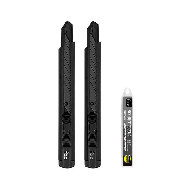 Tignapoo Fizz Retractable Utility Knife Set in Misty Black - 2-Pack with Extra Blades, Durable Aluminum Alloy Design for Precise Cutting in Office and School Use