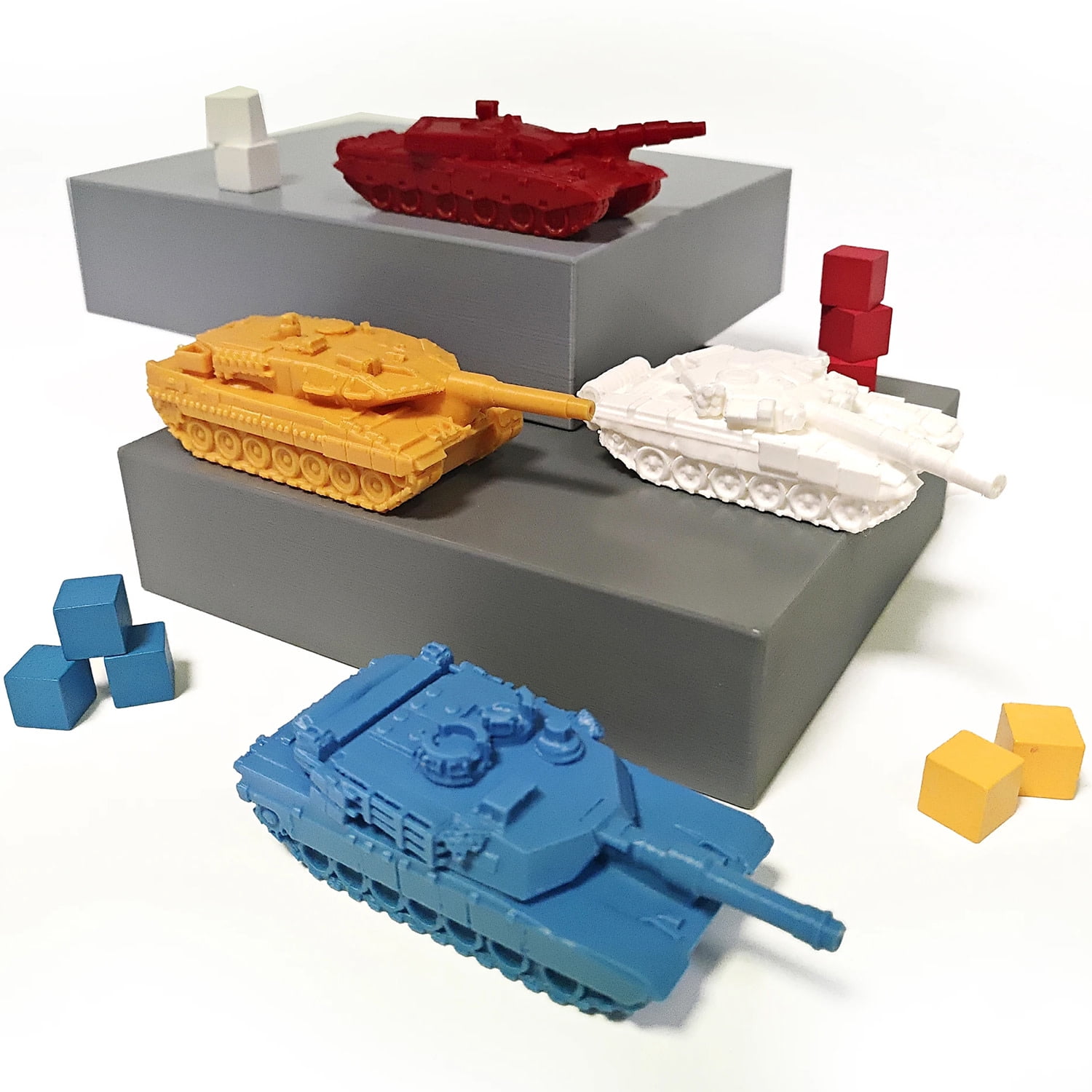 World Order: Player Tanks - 4 Large Battle Models, 3D Printed Plastic Components, Board Game Accessory, Collectible Decorative Pieces, Tabletop Add-On