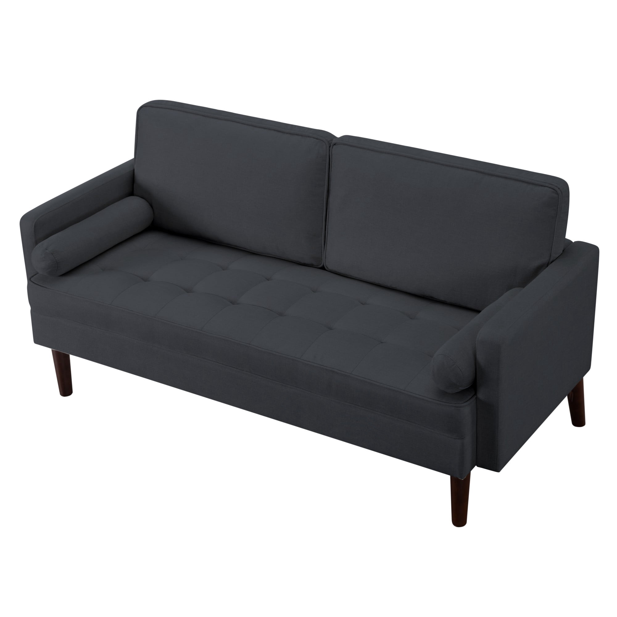 Gewnee 65 Inch Loveseat Sofa,2-Seater Sofa Couch with 2 Pillows for Living Rooms, Offices,Bedrooms(Dark Gray）