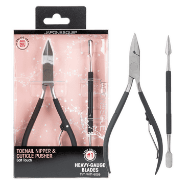Japonesque Toenail Clipper & Cuticle Pusher Soft Touch Stainless Steel