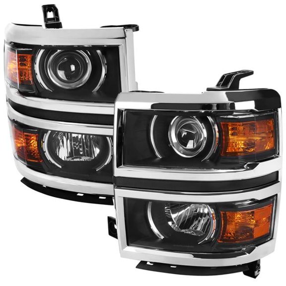 Projector Headlight with Matte Black Housing & Clear Lens for 2014-2017 Chevy Silverado 1500