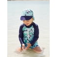 thumbnail image 6 of BemeyourBBs Toddler Baby Boy Girl One Piece Swimsuit Kids Infant Bathing Suit Long Sleeve Rash Guard Half Zipper Shark Swimwear Sunhat Set UPF 50+, 6 of 9