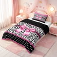 thumbnail image 2 of meiyoeat Gclassic Leopard Print Twin Comforter Sets For Girls,Cute Pink Coquette Bow Bedding Set,Black Reversible,2-Piece,1 Comforter and 1 Pillowcase, 2 of 7