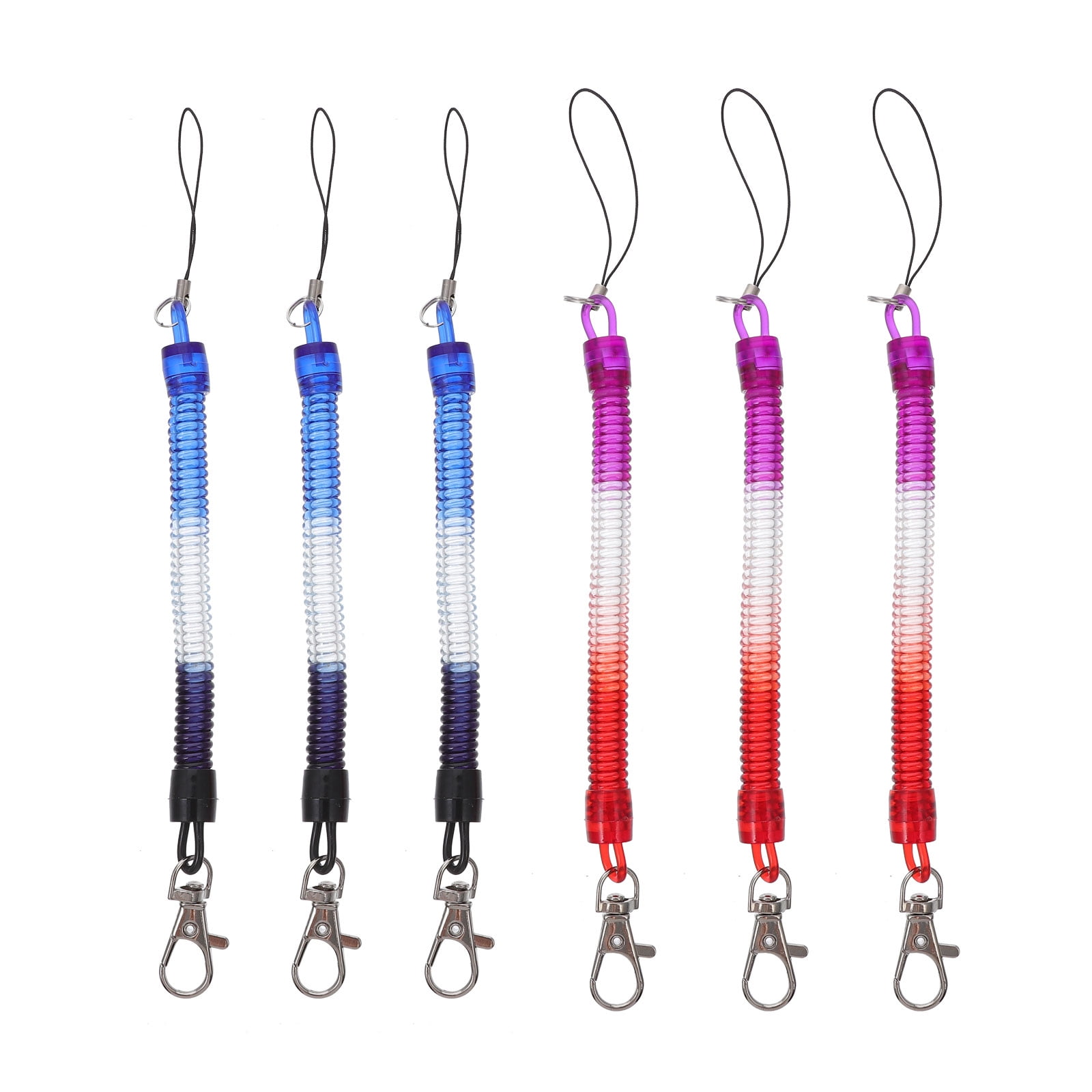 Rosarivae 6 Pcs Spring Keychain Coil Elastic Key Ring Retractable ...