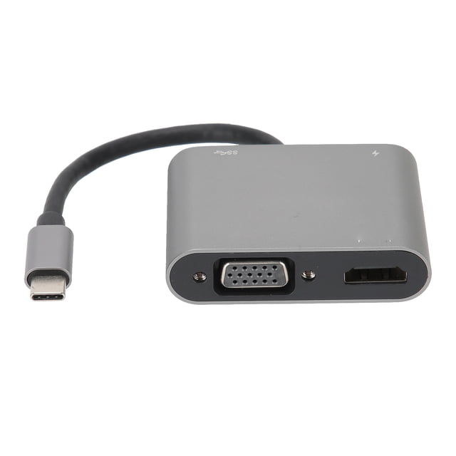 Adaptador concentrador 4 en 1 tipo C a PdHDMiVGaUSB Accesorio electrónico para computadora Plata