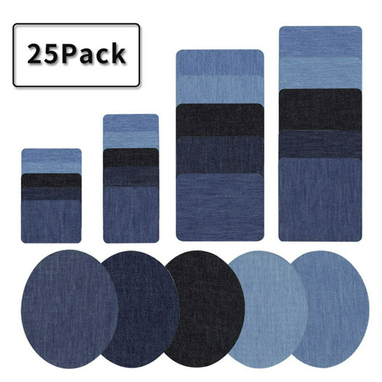 TERGAYEE Iron on Jean Patches,Iron on Patches for Clothing Repair, Assorted  Shades of Blue Repair Decorating Kit, Denim Patches for Jeans Kit, Ironing