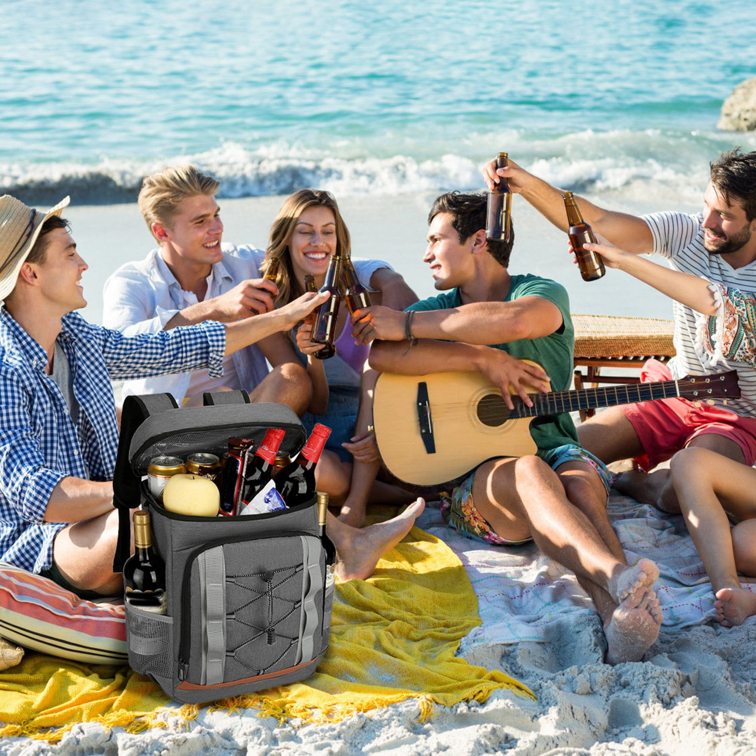 Cooler Backpack 36 Can, Leakproof Insulated Cooler Backpack with 25L/6.6Gal for Picnic Camping Beach Hiking Fishing Travel