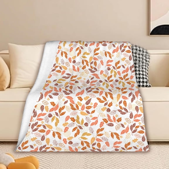 Fall Blankets,Autumn Leaves Plush Fall Decor Throw Blanket for Couch Sofa Chairs,Cute Holiday Orange Leaf Blankets and Throws for Home 50x60 inches