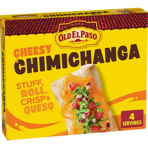 Old El Paso Cheesy Chimichanga Kit with Queso Sauce, Easy Meal Prep, 4 Ct, 8.28 oz