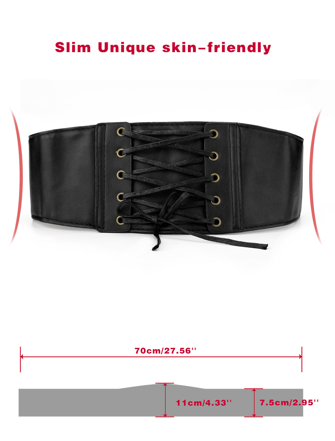Unique Bargains Women Press Button Closure Corset Waist Laceup Cinch Belt Band