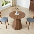 thumbnail image 4 of Wirrytor 31 Inch Round Dining Table for Small Spaces, Farmhouse Fluted Pedestal Kitchen Table, Solid Wood Circle Dining Table for Kitchen and Living Room (Walnut), 4 of 9