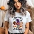 thumbnail image 2 of With My Gnomies Graphic T-Shirt | Funny Fall Gnome Shirt | Unisex Seasonal Tee, Navy, Size 2XL, 2 of 6