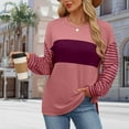 thumbnail image 5 of Olyvenn Stylish Long Sleeve Spring Tops Oversized Trendy Round Crew Neck Casual Color Block Womens Shirts Blouses Pink 16-18, 5 of 9