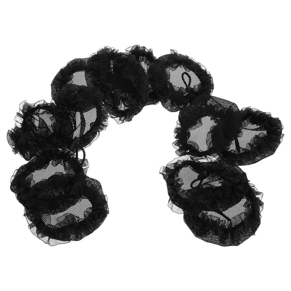 PENIKOKO 12Pcs Elastic Black Hair Nets with Delicate Lace Edge for Neat and Tidy Updos