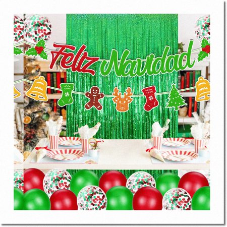 Snowy Fiesta Celebration Kit: 25 PCS Feliz Navidad Banner, Holly Garland, Winter Festival Decorations, Happy New Year Party Supplies