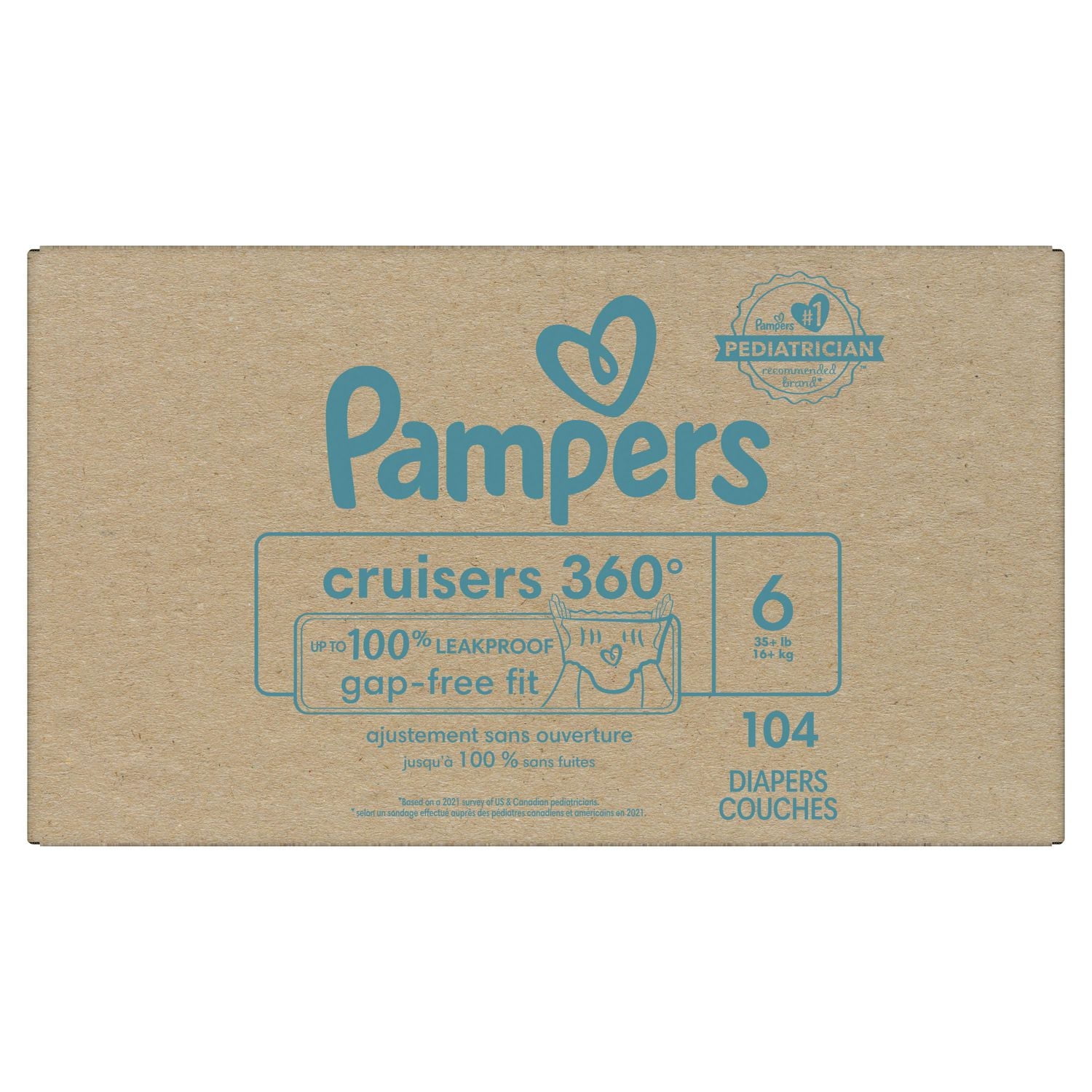 Pampers Cruisers 360 Pull-On Diapers, Size 6 (35+ lbs), Babyproof up to 100% leakproof diaper