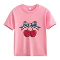 thumbnail image 4 of MKOSPLRT Filles USA Étoiles Rayures Quatrième Juillet T-Shirts Manches Courtes Col Rond T-Shirts Patriotiques Mignons T-Shirts Graphiques de la Fête de l'Indépendance pour 2-13 Ans, 4 of 4