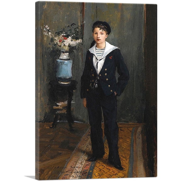 ARTCANVAS Portrait Of a Young Boy 1881 Canvas Art Print by Jules Bastien-Lepage - Size: 12" x 8" (0.75" Deep)