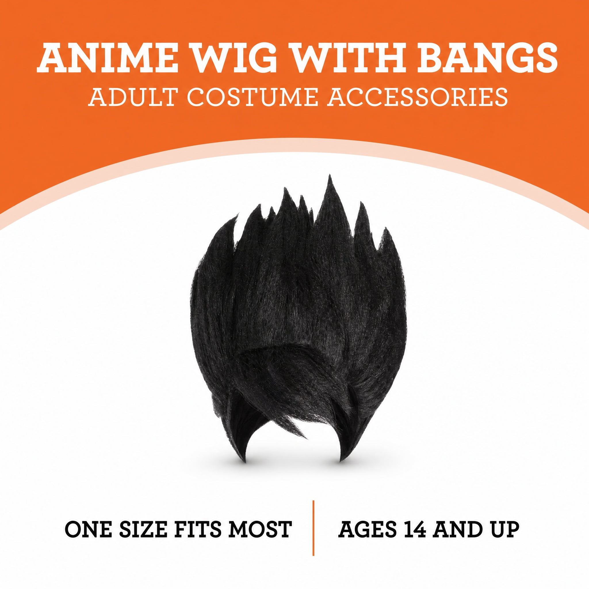 Anime Wig with Bangs Costume Accessory for Adults, Black, Halloween by Way To Celebrate