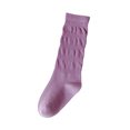 thumbnail image 2 of Girls Crew Socks Ribbed Knit Slouch Mid Calf Sock Solid Color Soft Cotton Breathable School Uniform Socks*1pc, 2 of 6