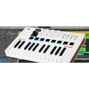 Arturia MiniLab 3 25-Key MIDI Controller Keyboard, White 231501 Bundle and OnStage MDC-5 5-Ft Male-to-Male MIDI Cable