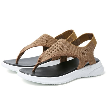 

Lopsie Women s Sandals Summer Casual Flat Ankle T-Strap Flip Flops Elastic Comfortable Sandal